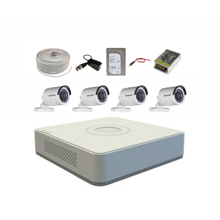 Hikvision 4 HD CCTV Camera Full Kit - 8 Channel DVR & 100m Cable 12