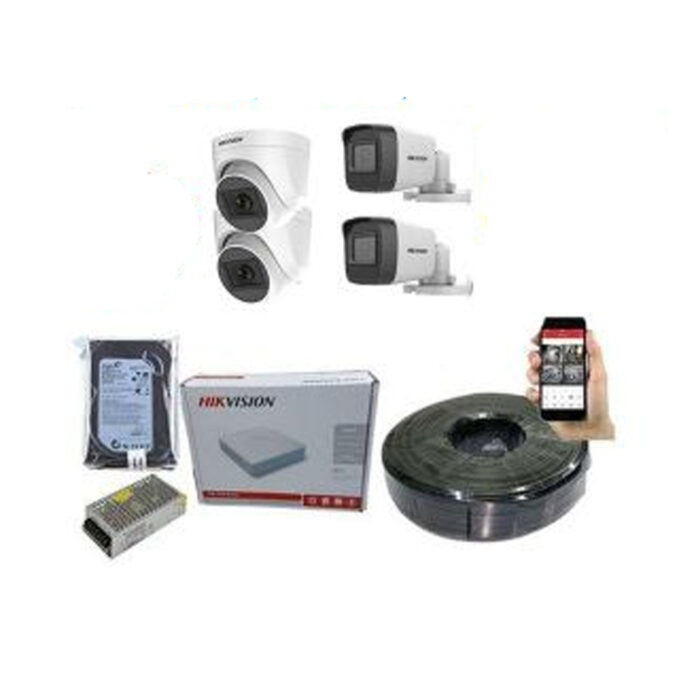 Hikvision Real-Time Capture 4 Full HD 1080P CCTV Cameras System Kit – 8-Channel DVR, 50M Cable