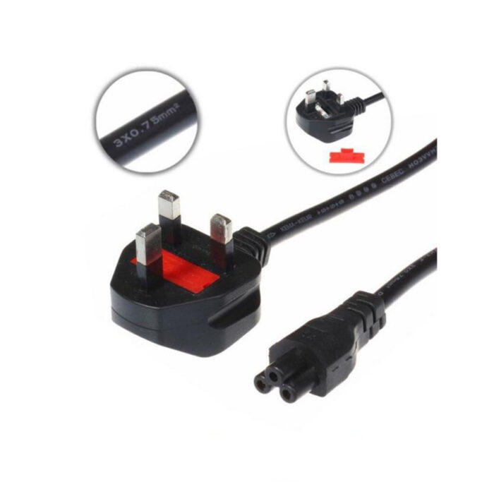 3-Pin Laptop Power Cable Cord – 1.5m, Black 1